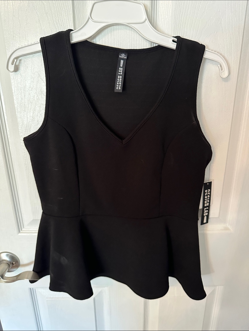 Chelsea & Violet Black Peplum V-Neck Tank Top